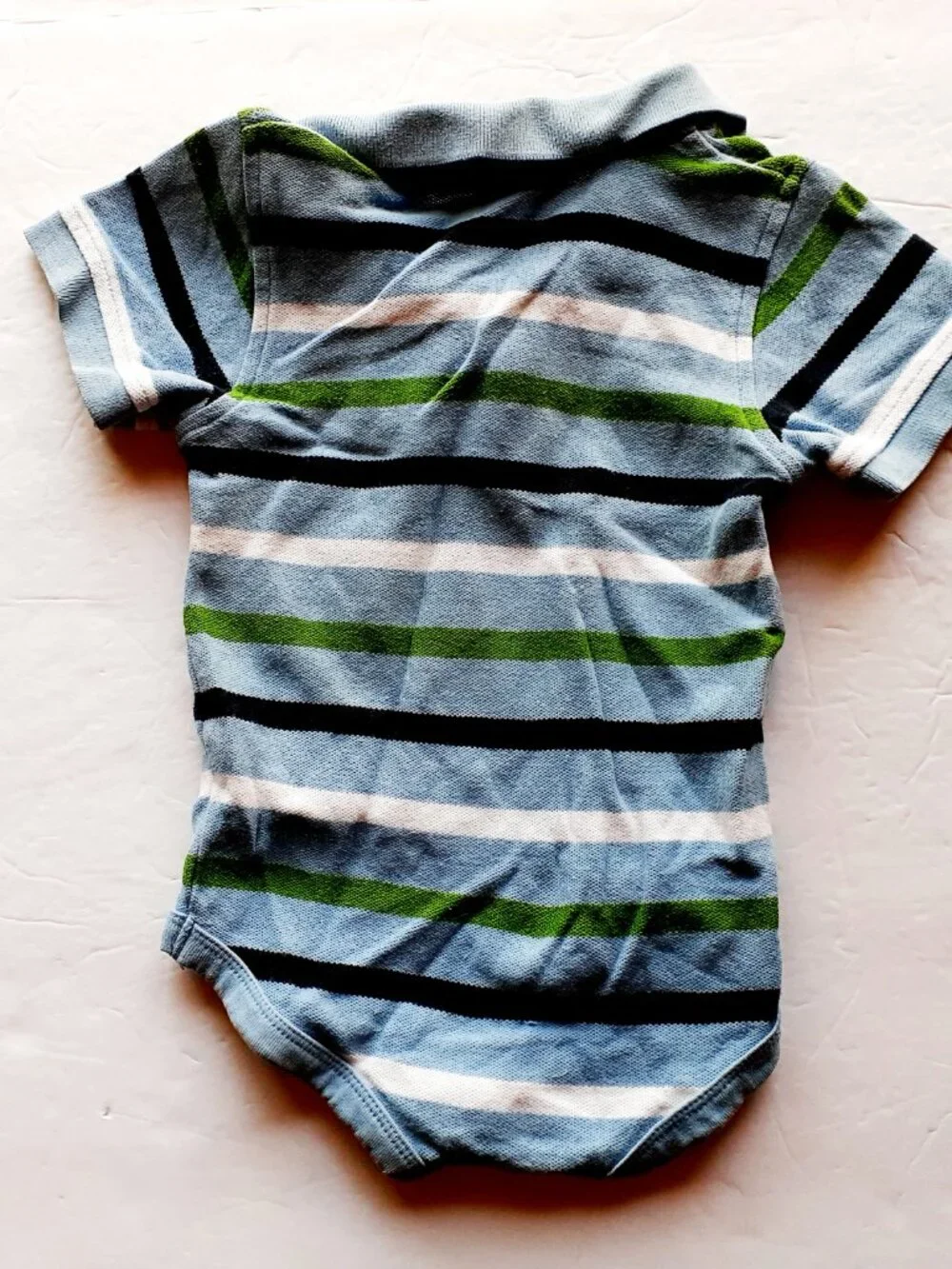 Gymboree Boys Shirt Polo Bodysuit Blue Stripe Short Sleeve 18-24 Months